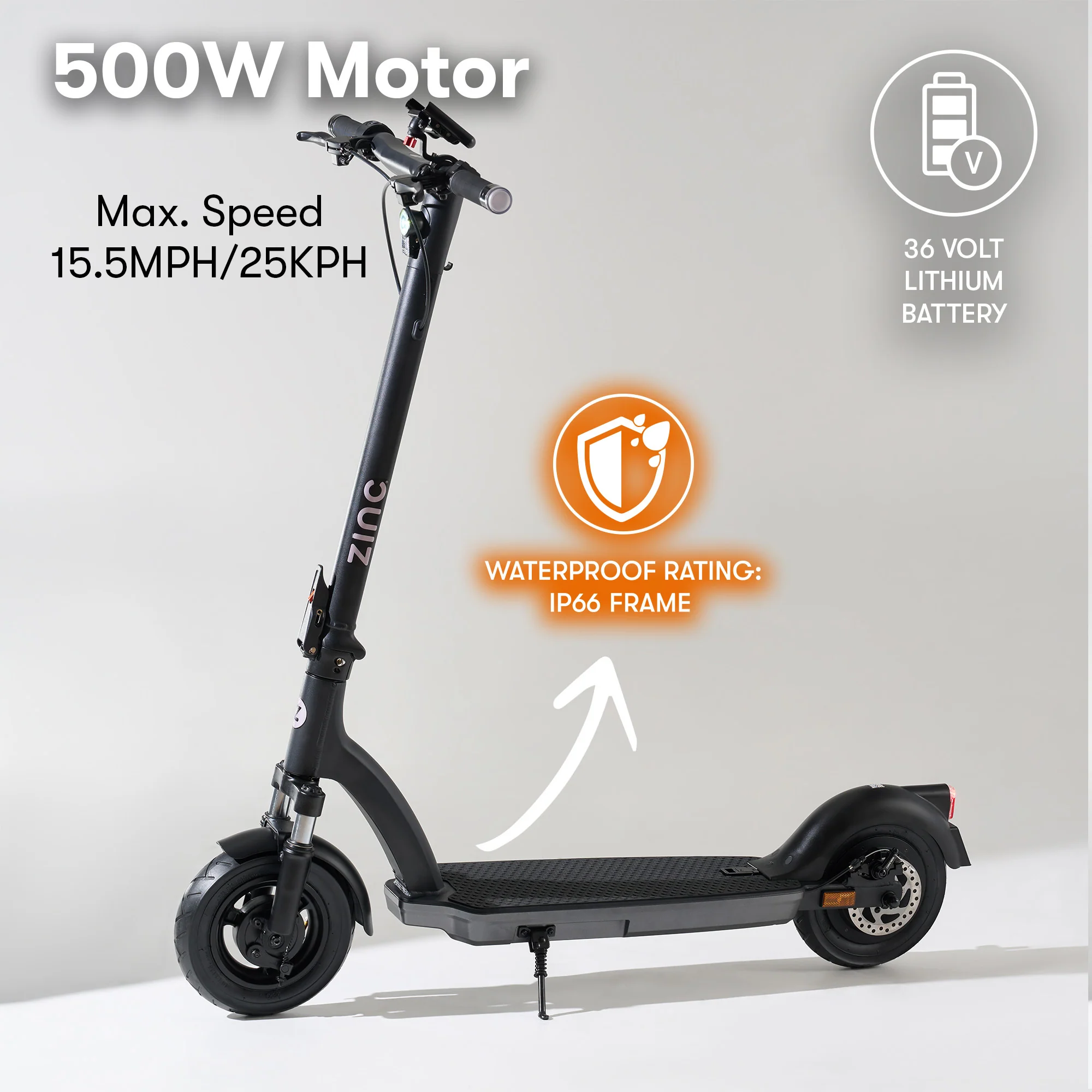 Zinc Velocity 2.0 500w Folding Electric Scooter with 10inch Wheels - Image 3