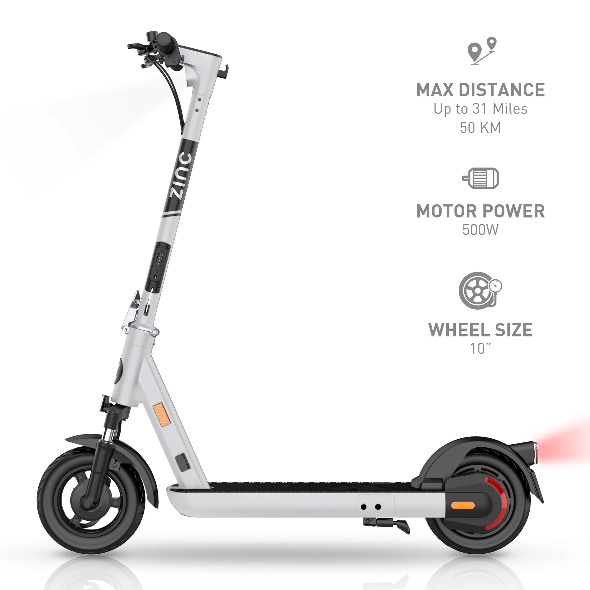 Zinc Velocity Plus 500w Folding Electric Scooter with 10inch Wheels - Image 8
