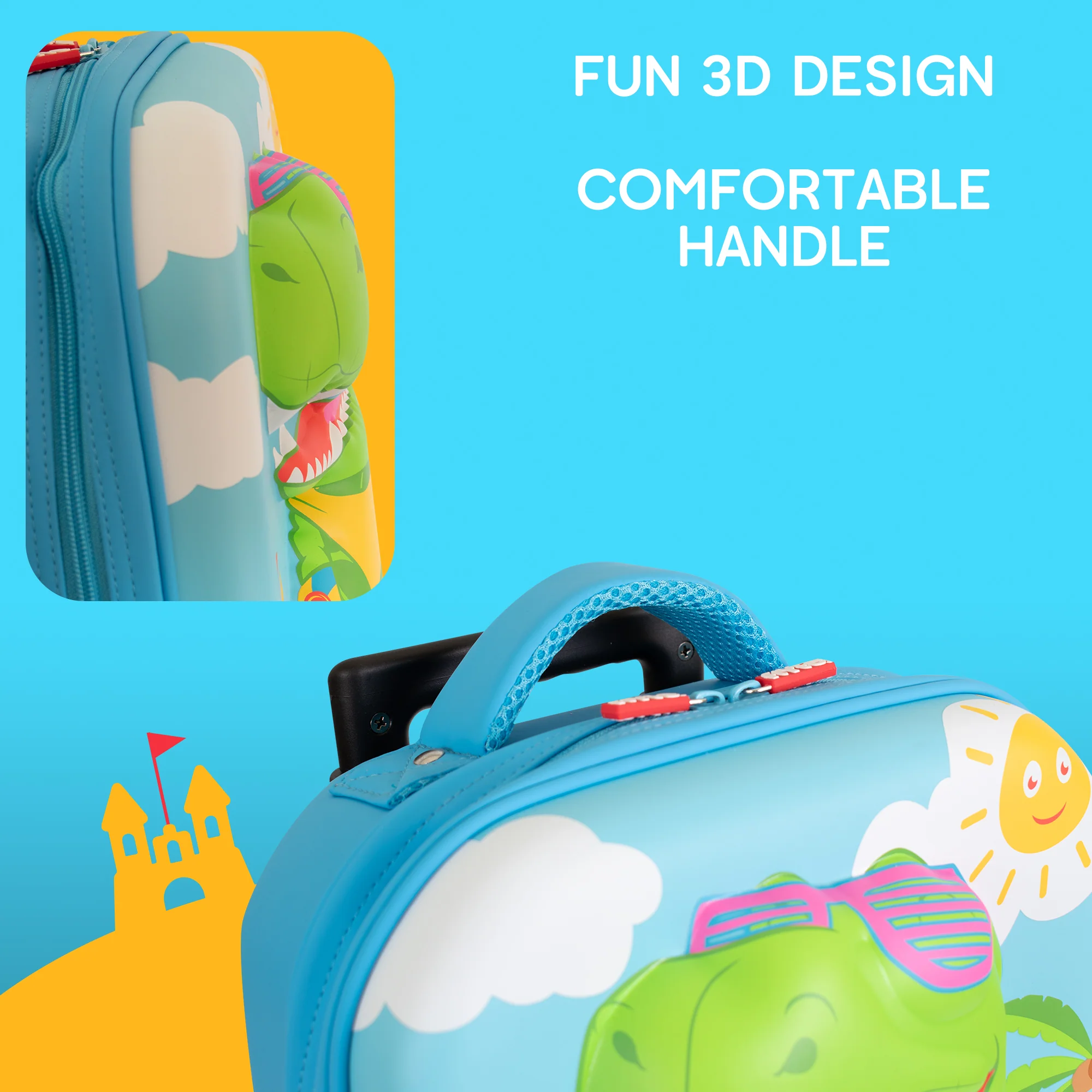 Flyte 2 Wheel 3D Hardtop Cabin Suitcase - Dinosaur - Image 11