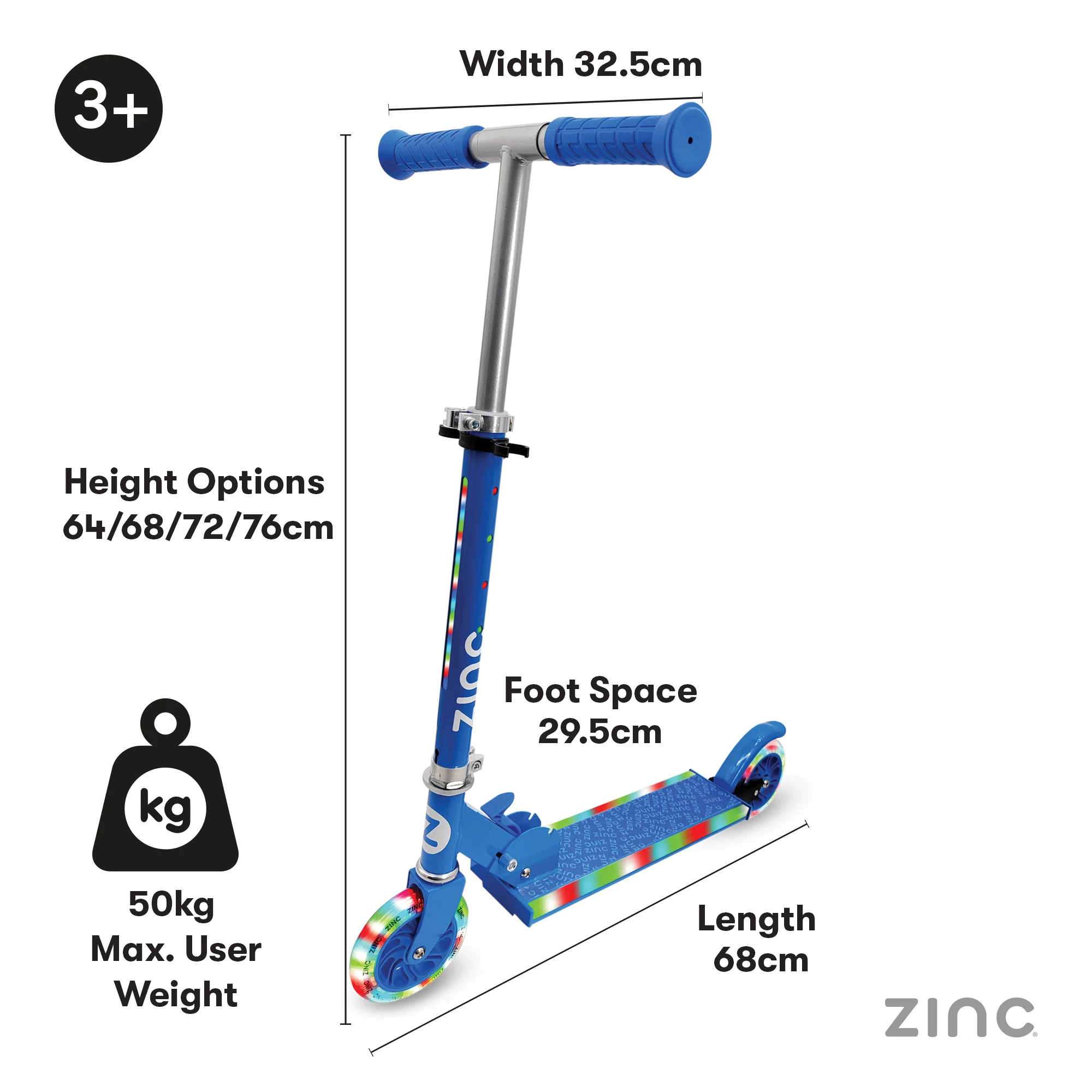 Zinc 2 Wheeled Light Party Kids Scooter - Image 15