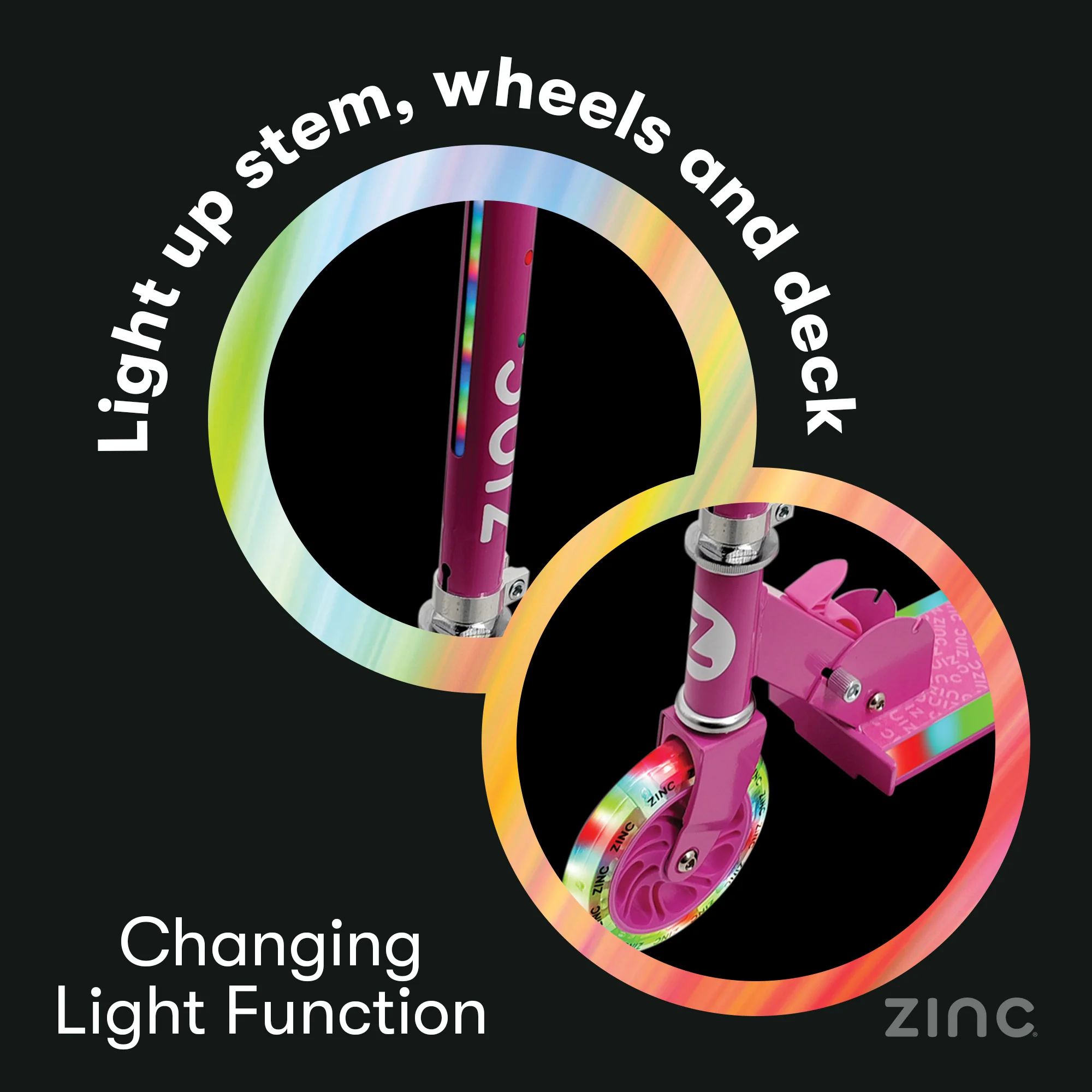 Zinc 2 Wheeled Light Party Kids Scooter - Image 3
