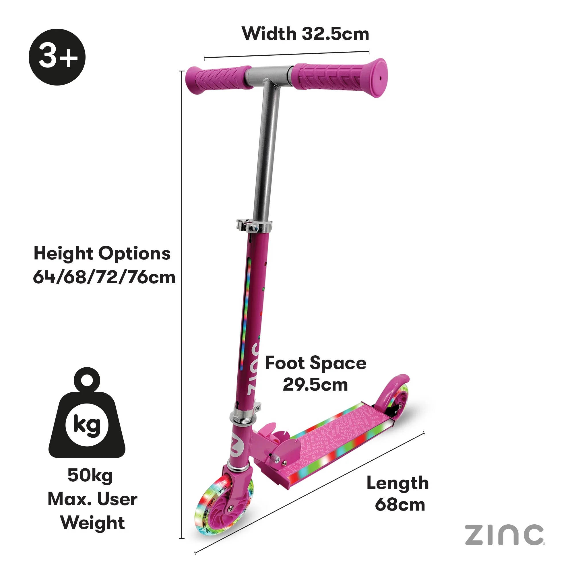 Zinc 2 Wheeled Light Party Kids Scooter - Image 7