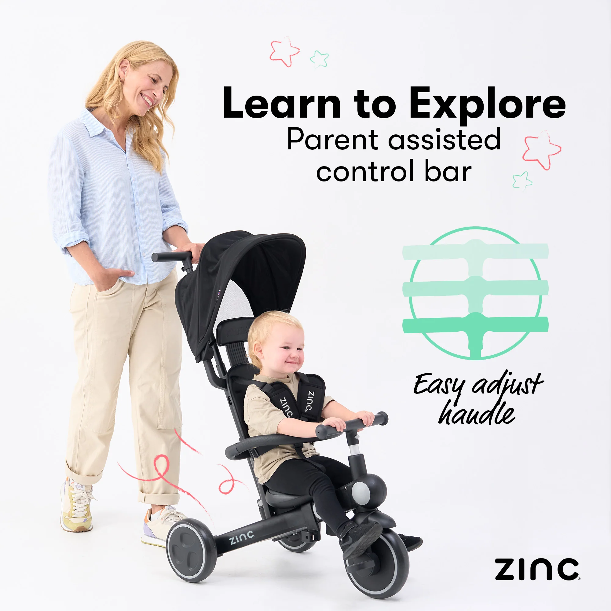 Zinc 7 in 1 Multifunctional Foldable Trike - Image 6