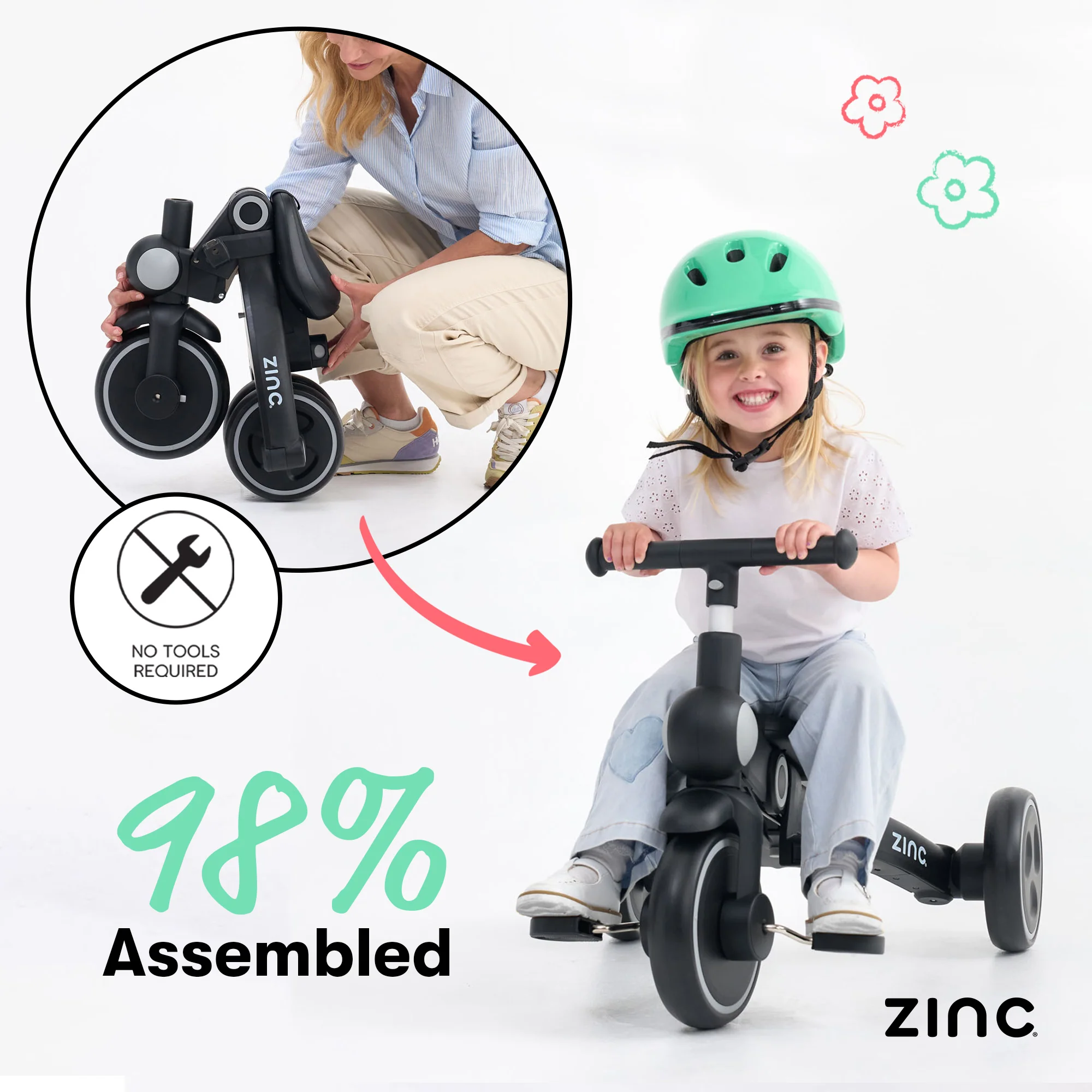 Zinc 7 in 1 Multifunctional Foldable Trike - Image 7