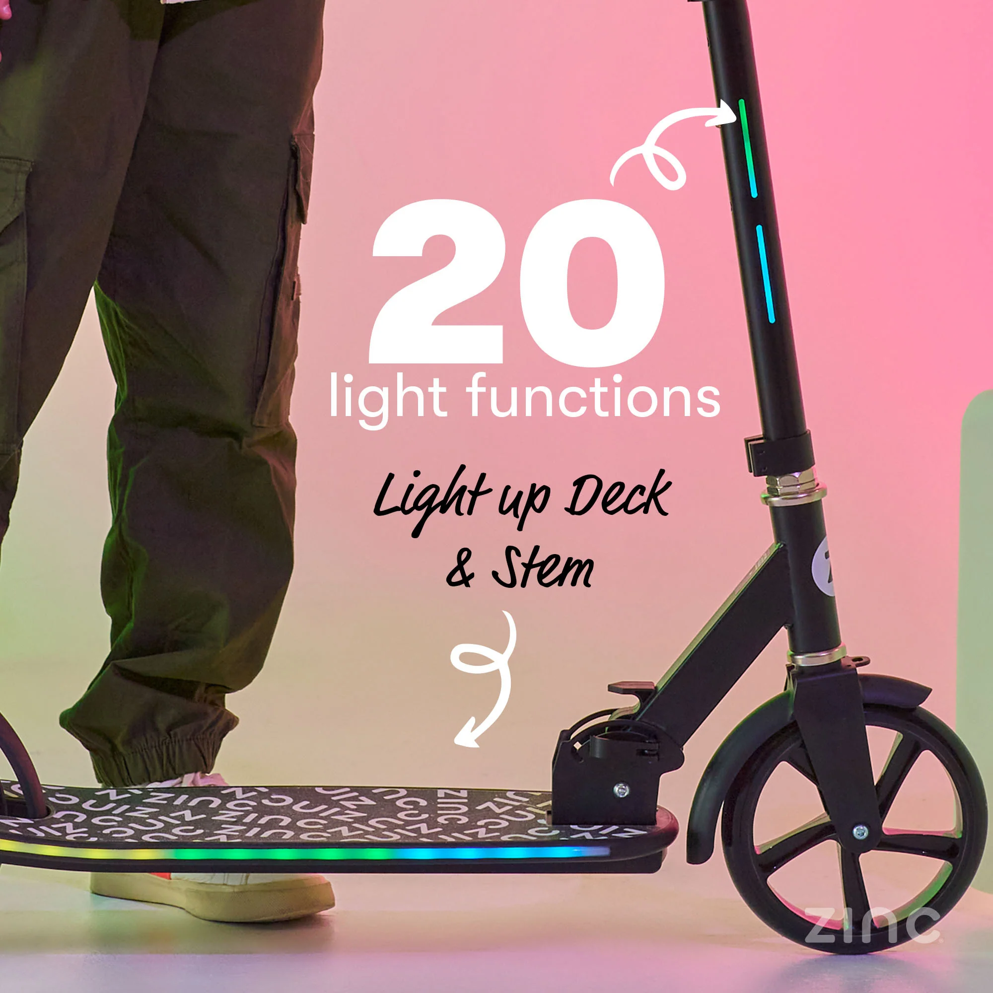 Zinc Brillz Light Up Big Wheeled Folding Scooter - Image 4