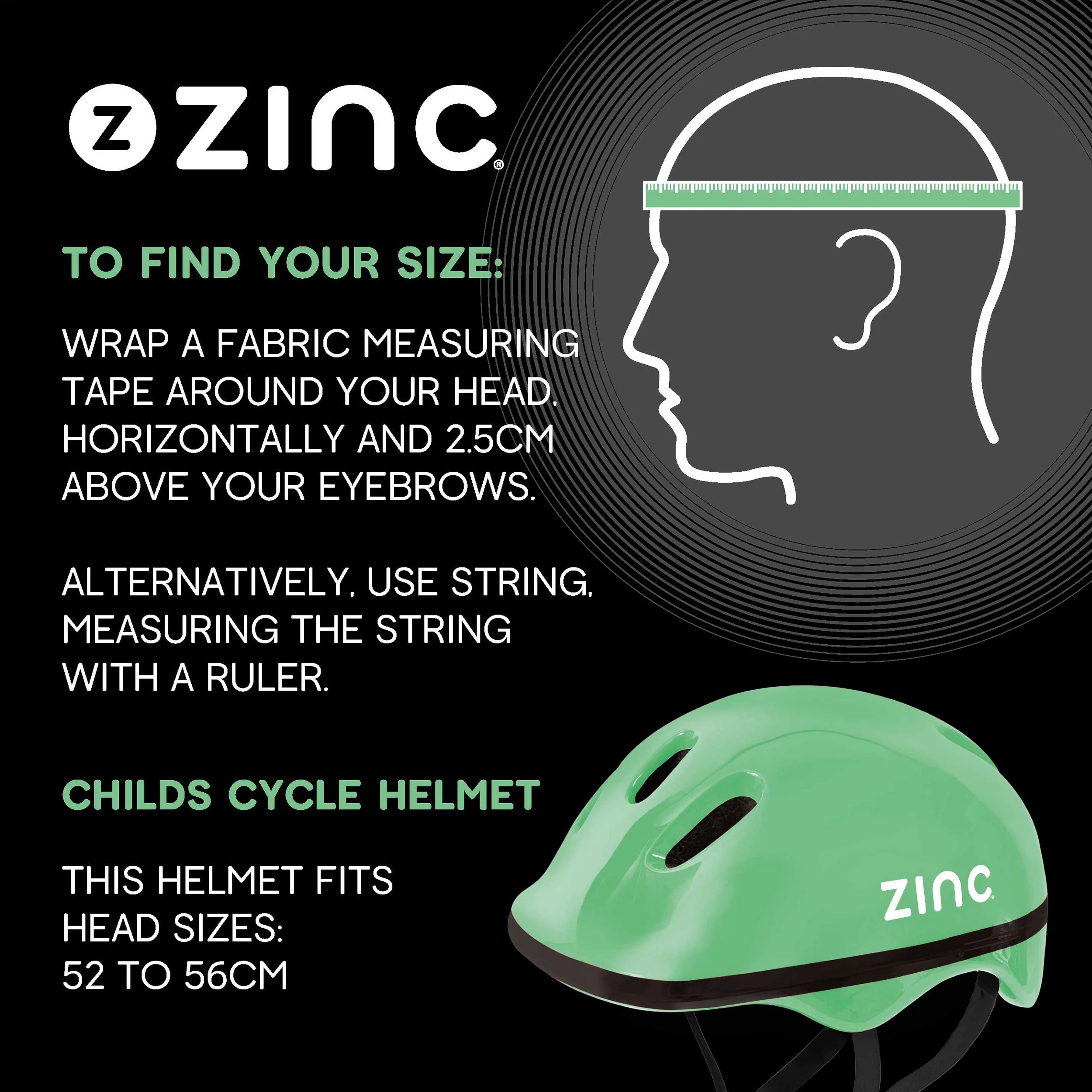 Zinc Children's Bike Helmet - Fits head sizes 52 to 56cm - Image 16