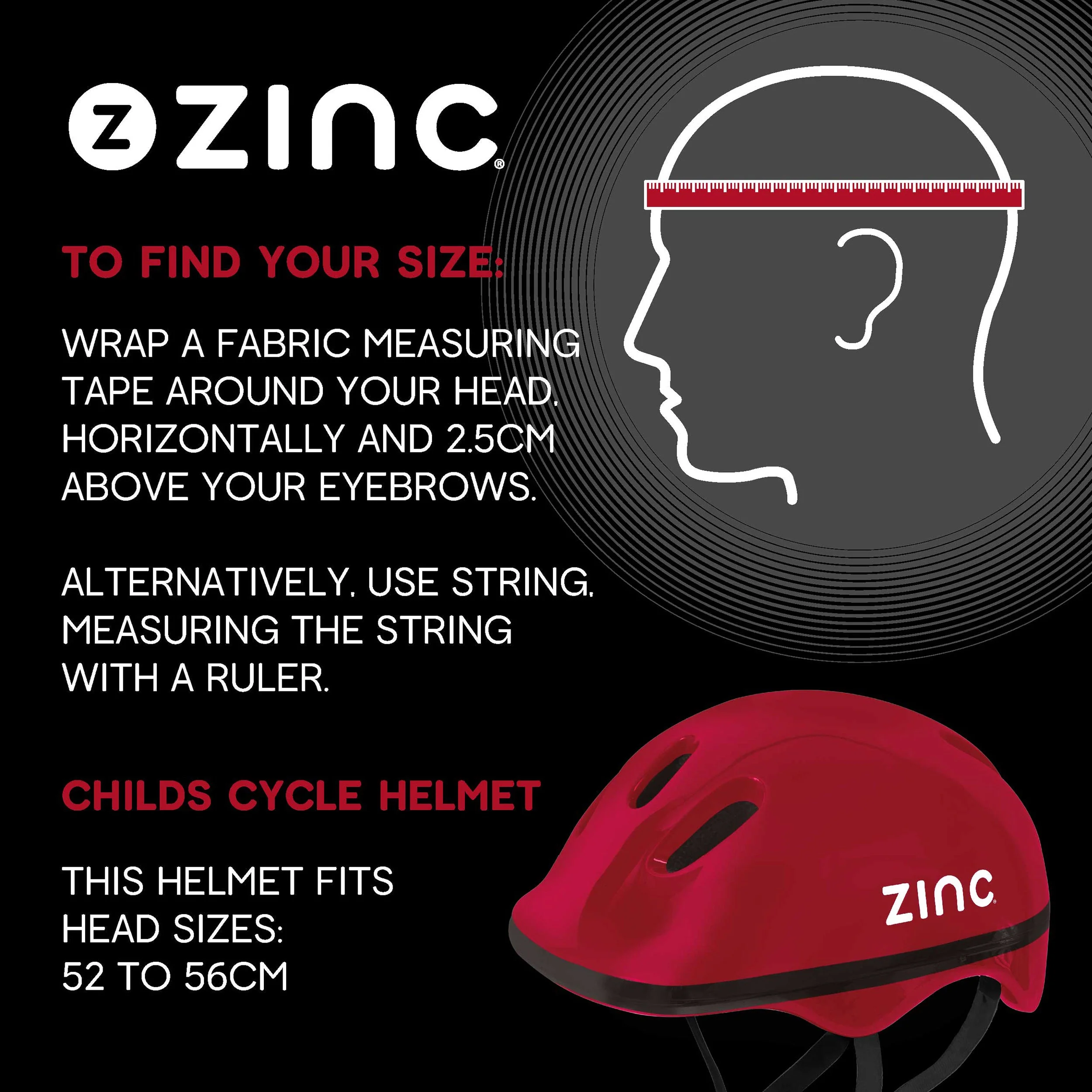 Zinc Children's Bike Helmet - Fits head sizes 52 to 56cm - Image 32