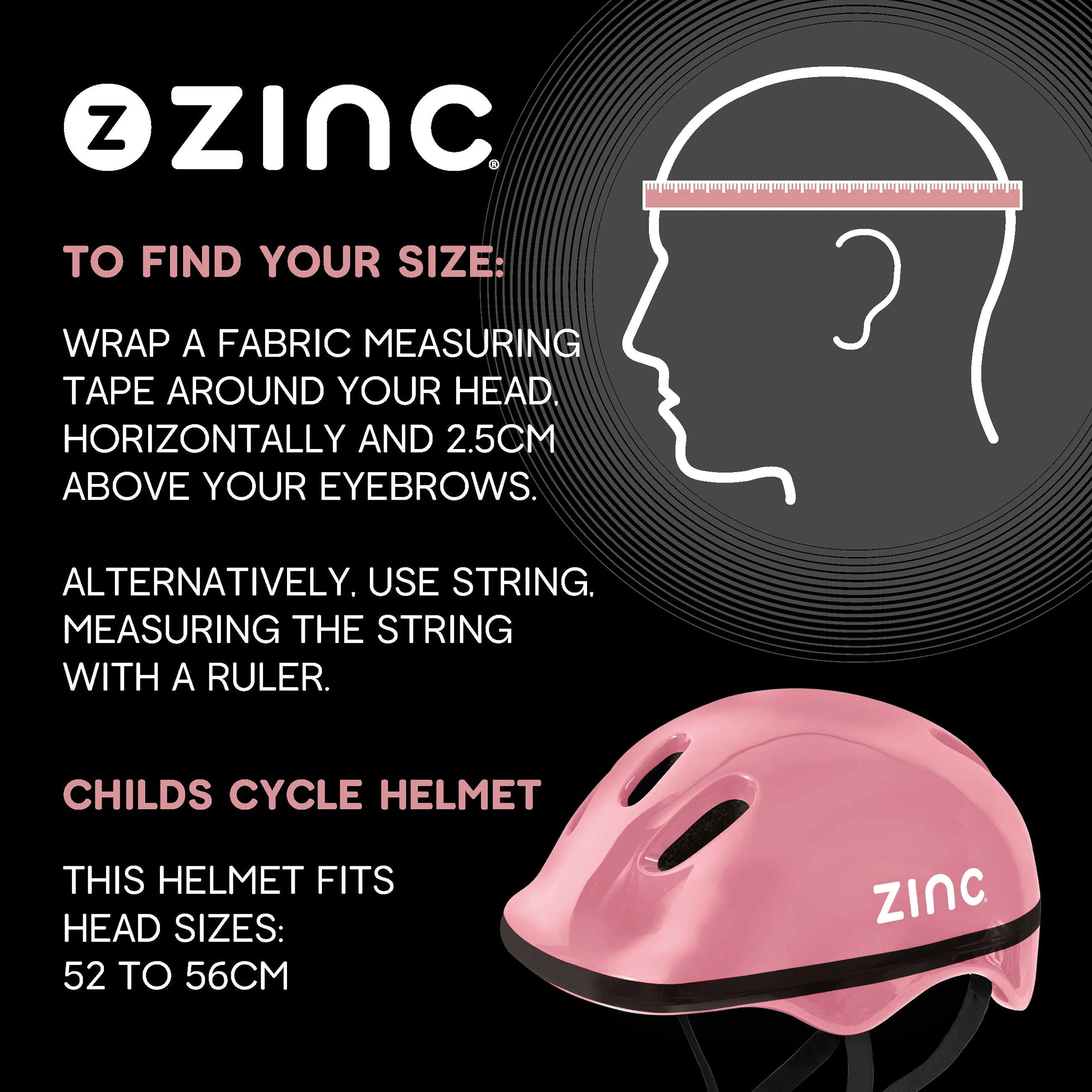 Zinc Children's Bike Helmet - Fits head sizes 52 to 56cm - Image 39