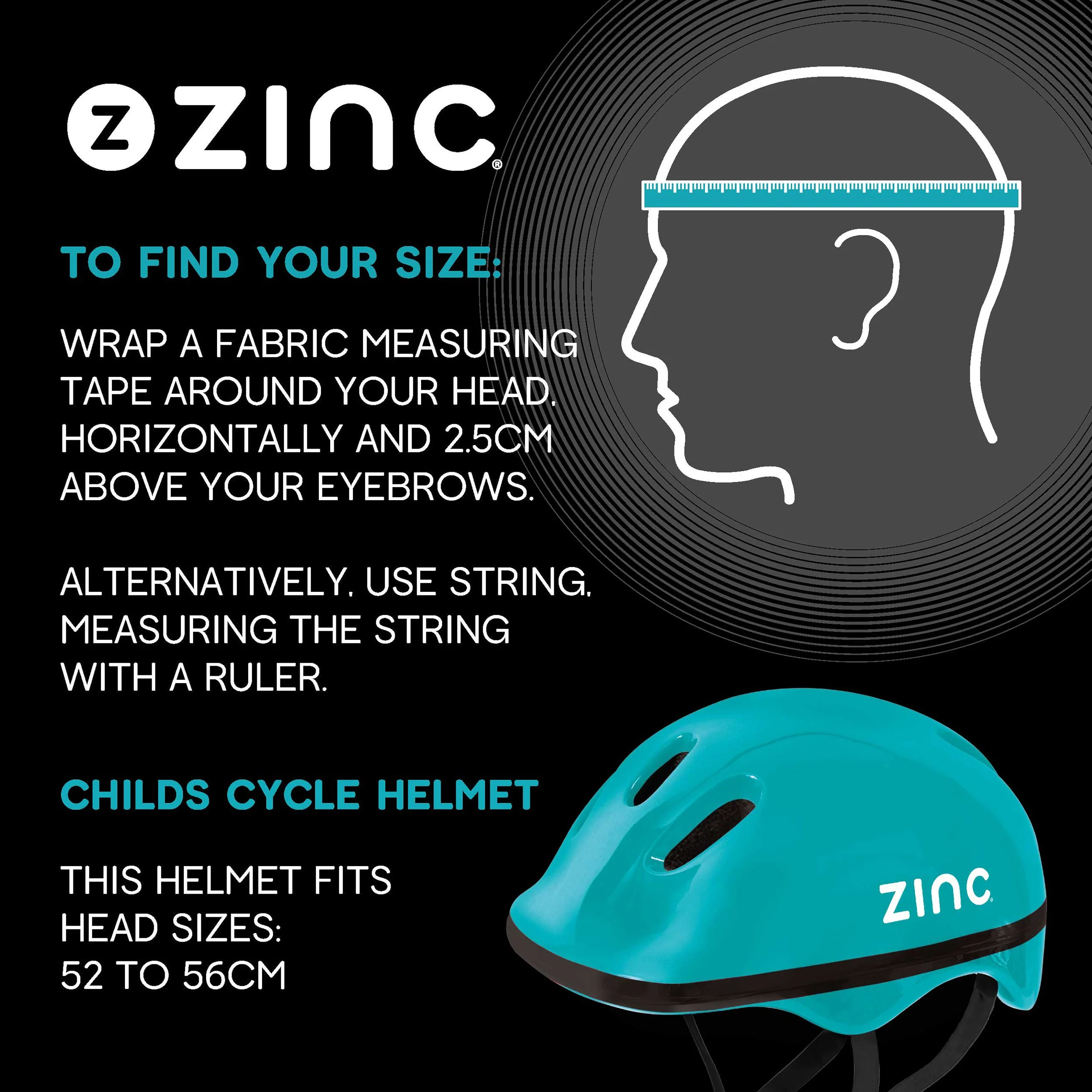 Zinc Children's Bike Helmet - Fits head sizes 52 to 56cm - Image 8