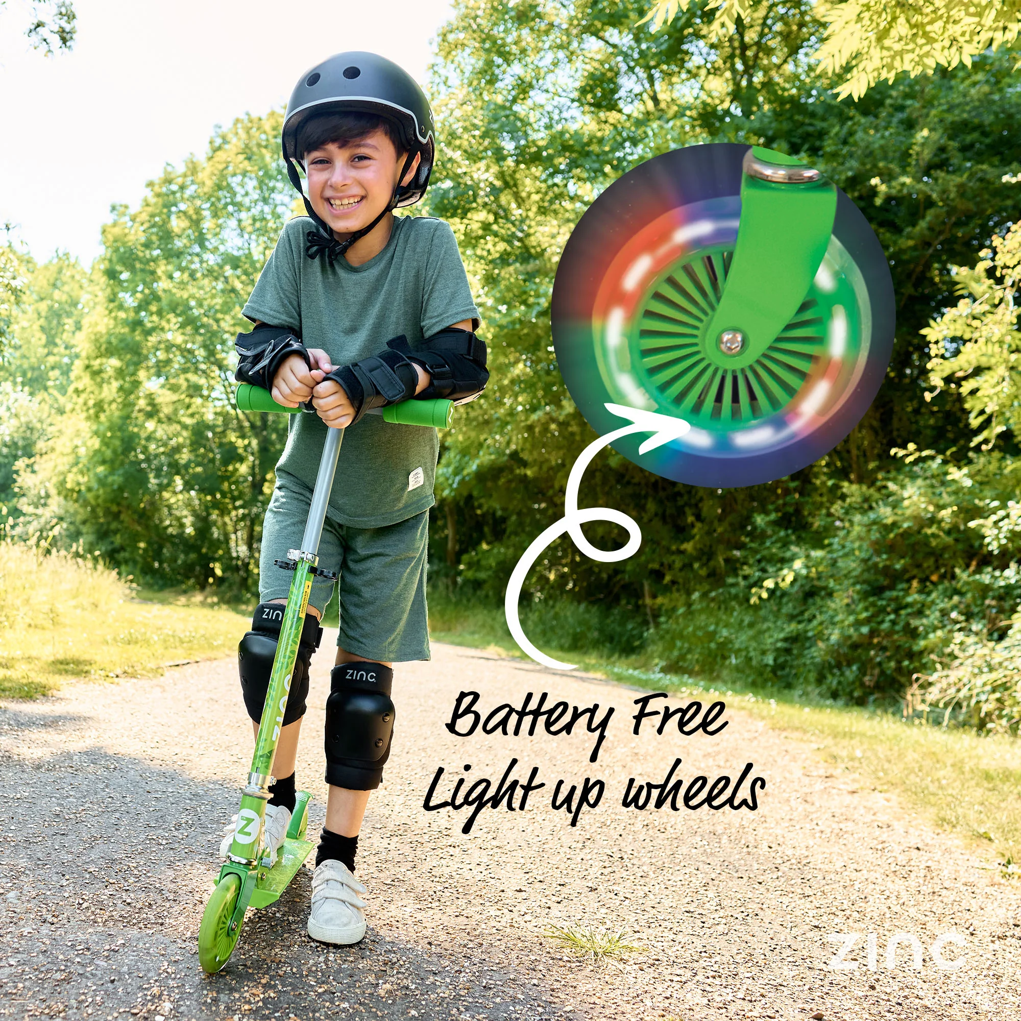 Zinc Dino Folding Two Wheeled Scooter with Light Up Wheels - Image 9