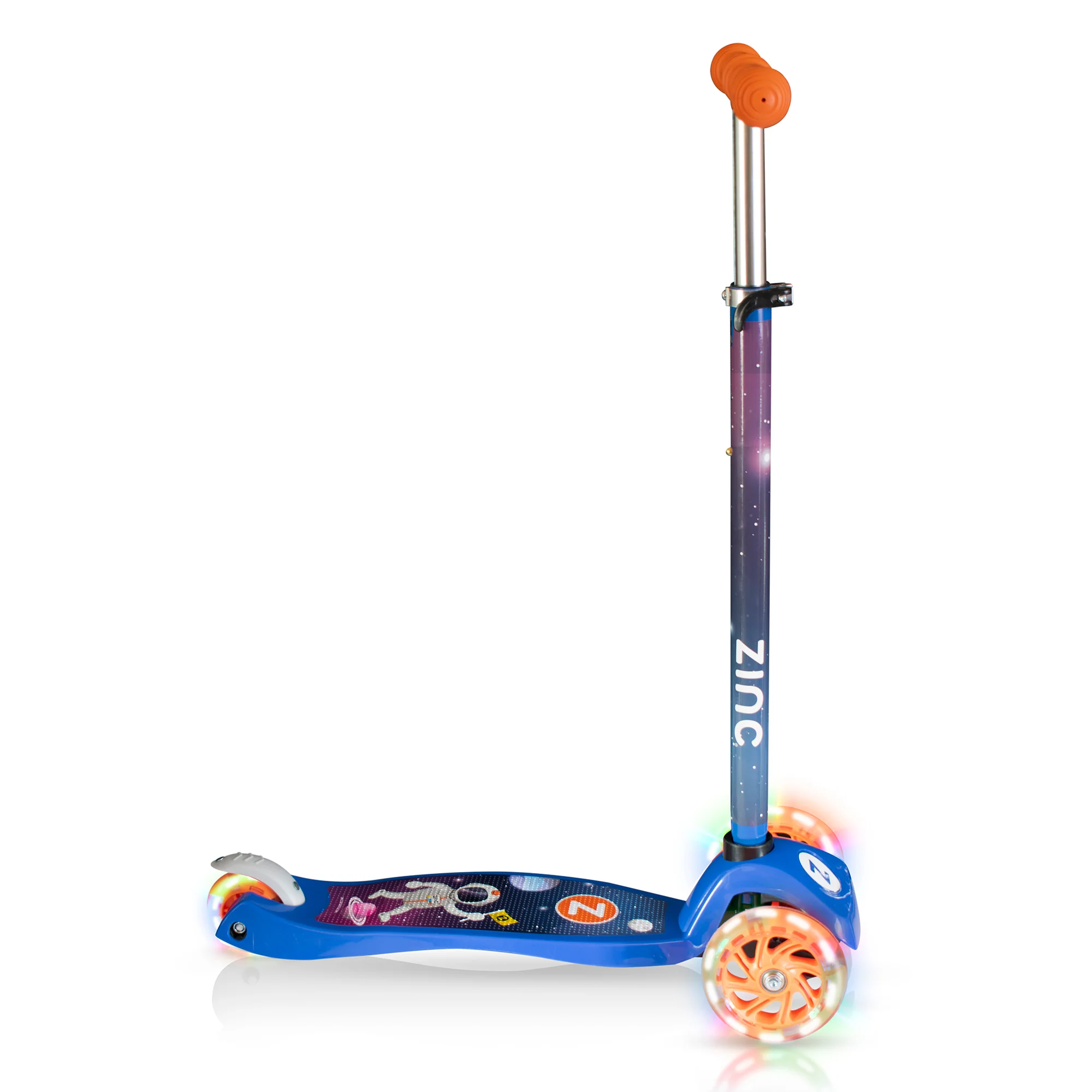 Zinc Three Wheeled Explorer Scooter with Light Up Wheels - Spaceman - Image 4