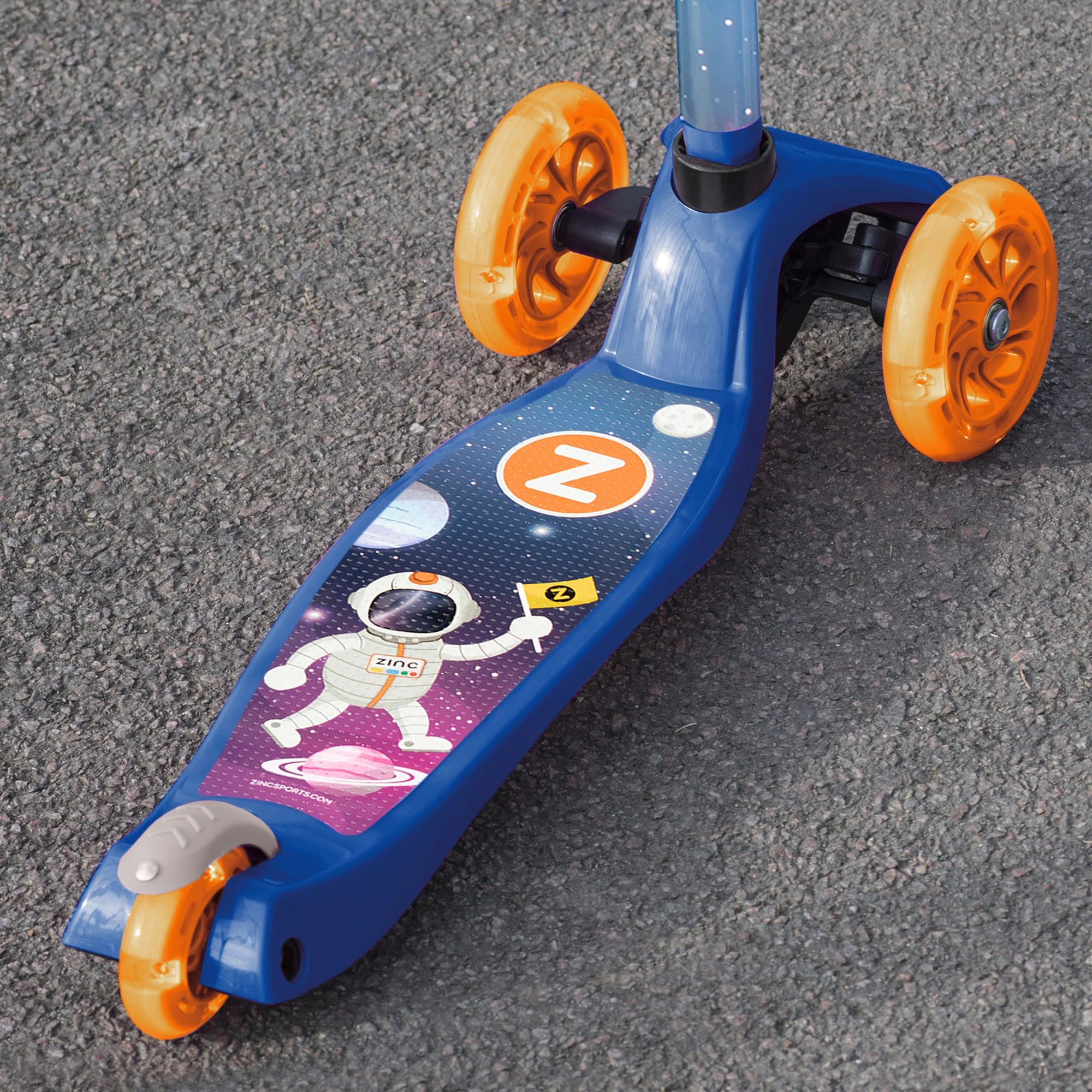 Zinc Three Wheeled Explorer Scooter with Light Up Wheels - Spaceman - Image 7