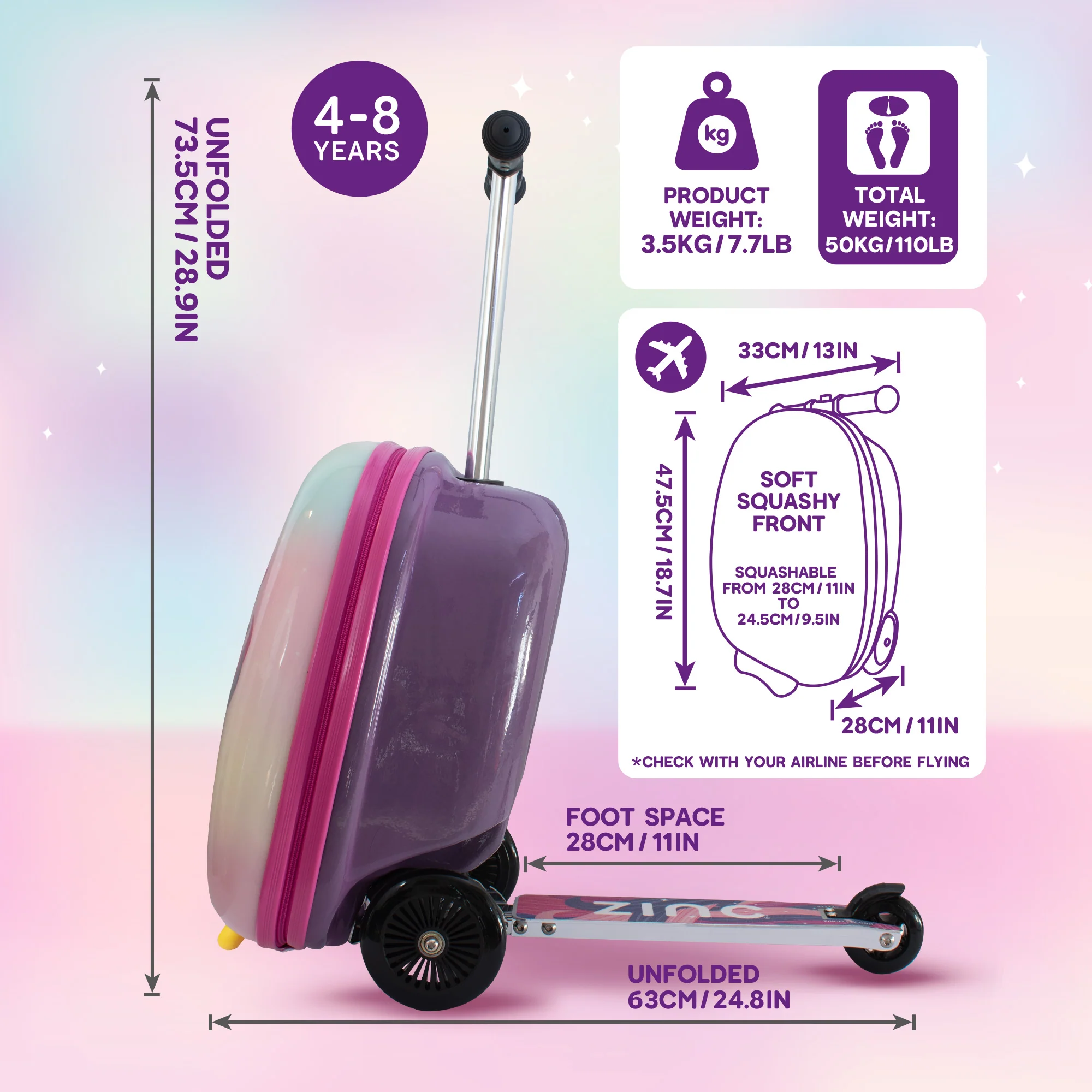 Flyte Midi 18 Inch Luna the Unicorn Scooter Suitcase - Image 4