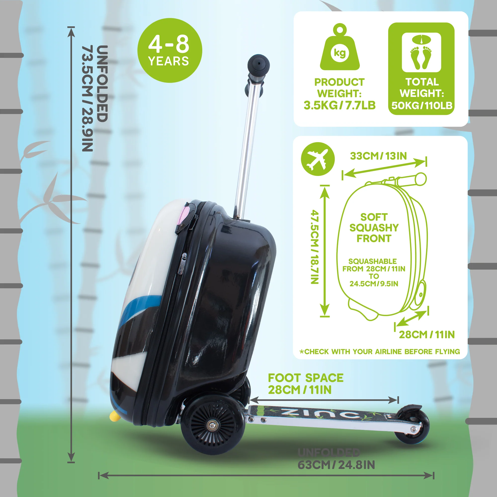 Flyte Midi 18 Inch Penni the Panda Scooter Suitcase - Image 3