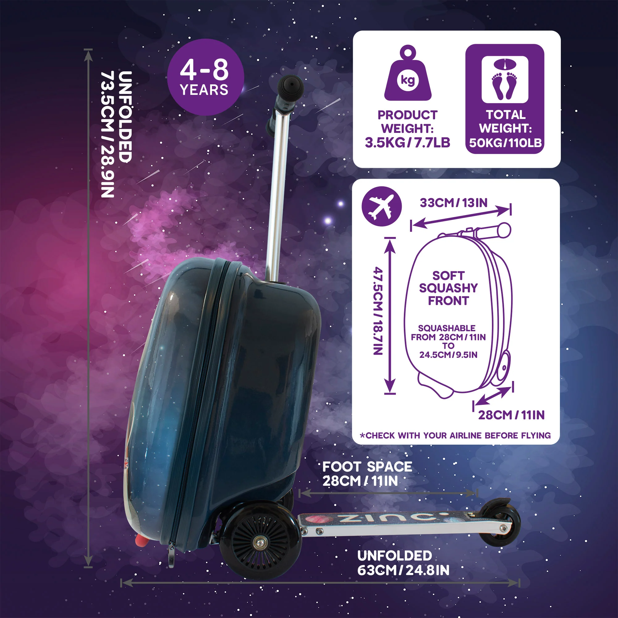 Flyte Midi 18 Inch Sammie the Spaceman Scooter Suitcase - Image 5