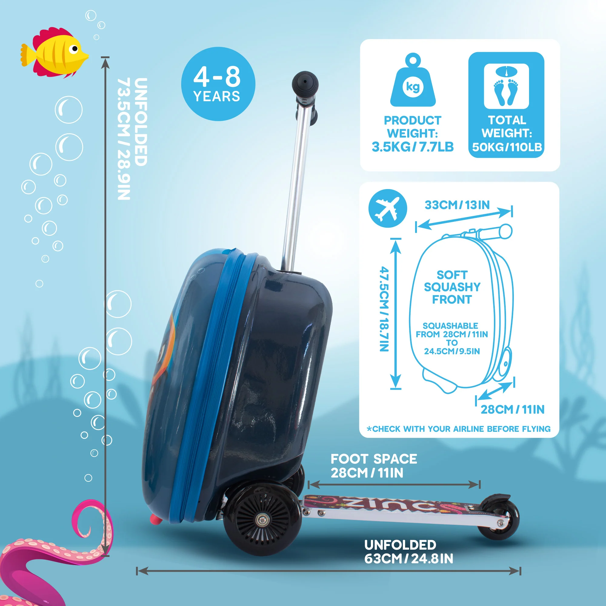 Flyte Midi 18 Inch Stormy the Shark Scooter Suitcase - Image 11