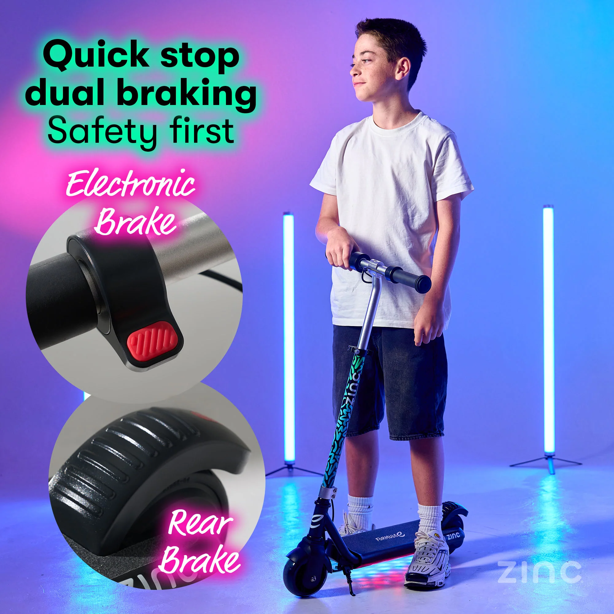 Zinc Formula E Scout Kids Electric Scooter - Image 16