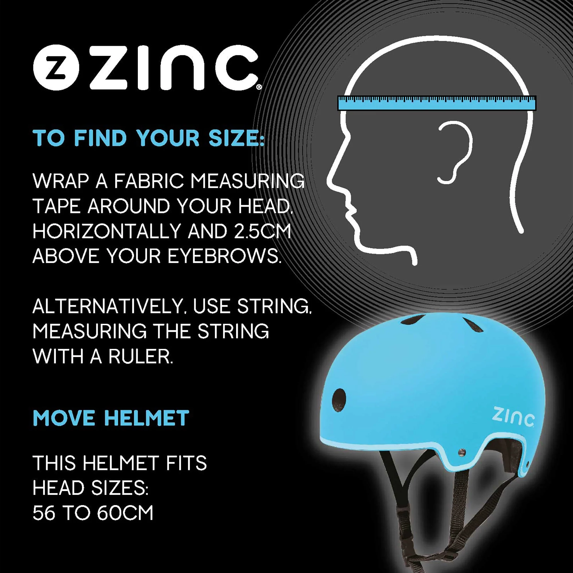 Zinc Move Helmet - Fits Head sizes 50 to 56cm - Image 9