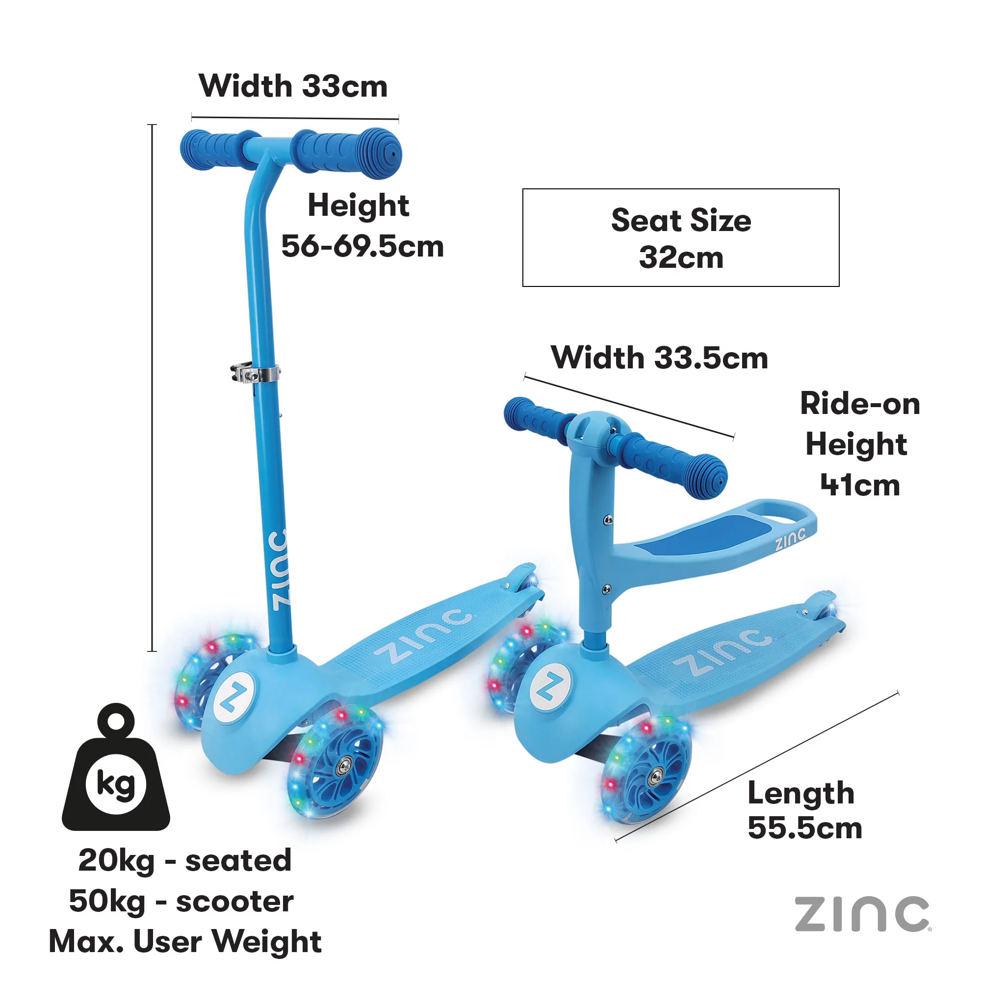 Zinc My First 3-in-1 Kids 3 Wheel Scooter Ride On - Image 17