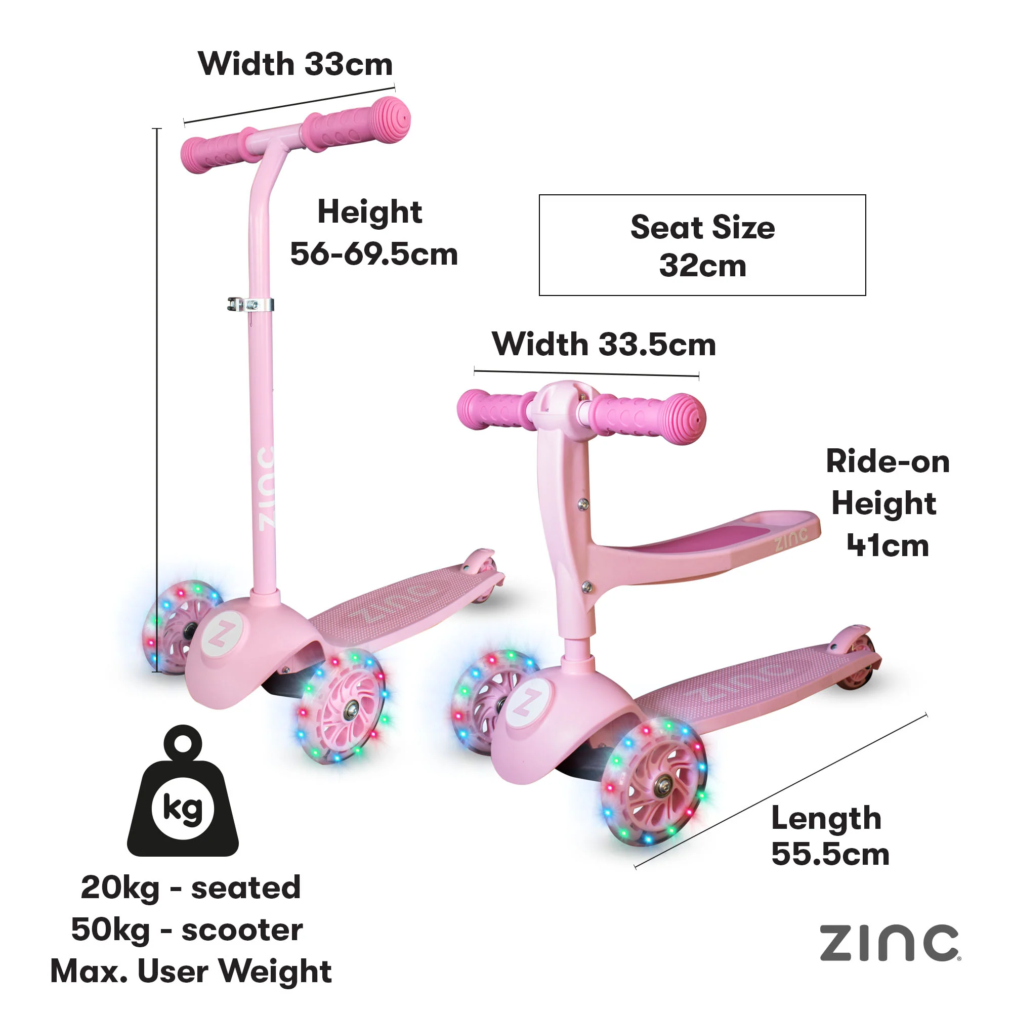 Zinc My First 3-in-1 Kids 3 Wheel Scooter Ride On - Image 8
