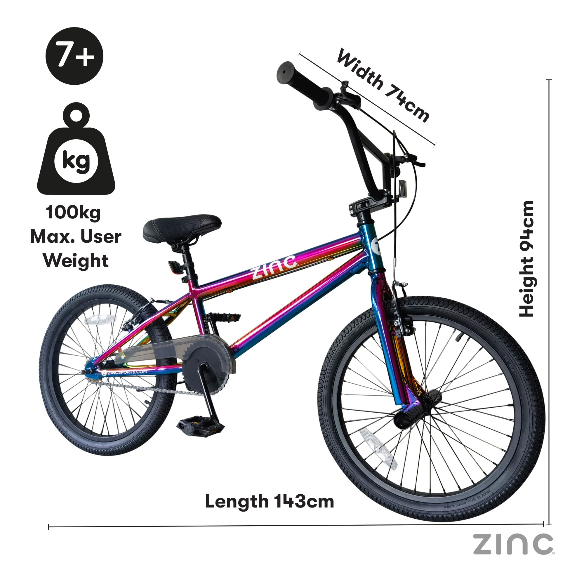 Zinc Neochrome 20inch Kids BMX Bike - Image 7