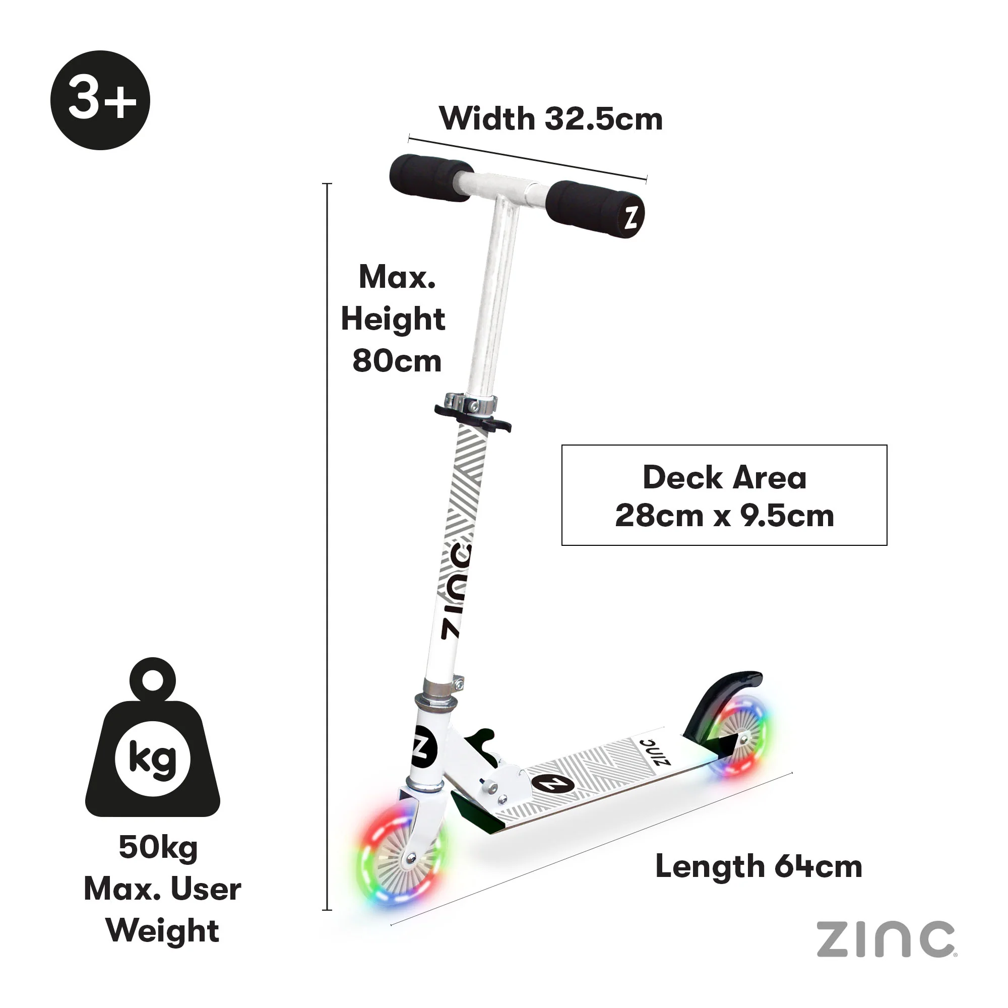 Zinc Rider Folding Scooter with Light Up Wheels - Image 4
