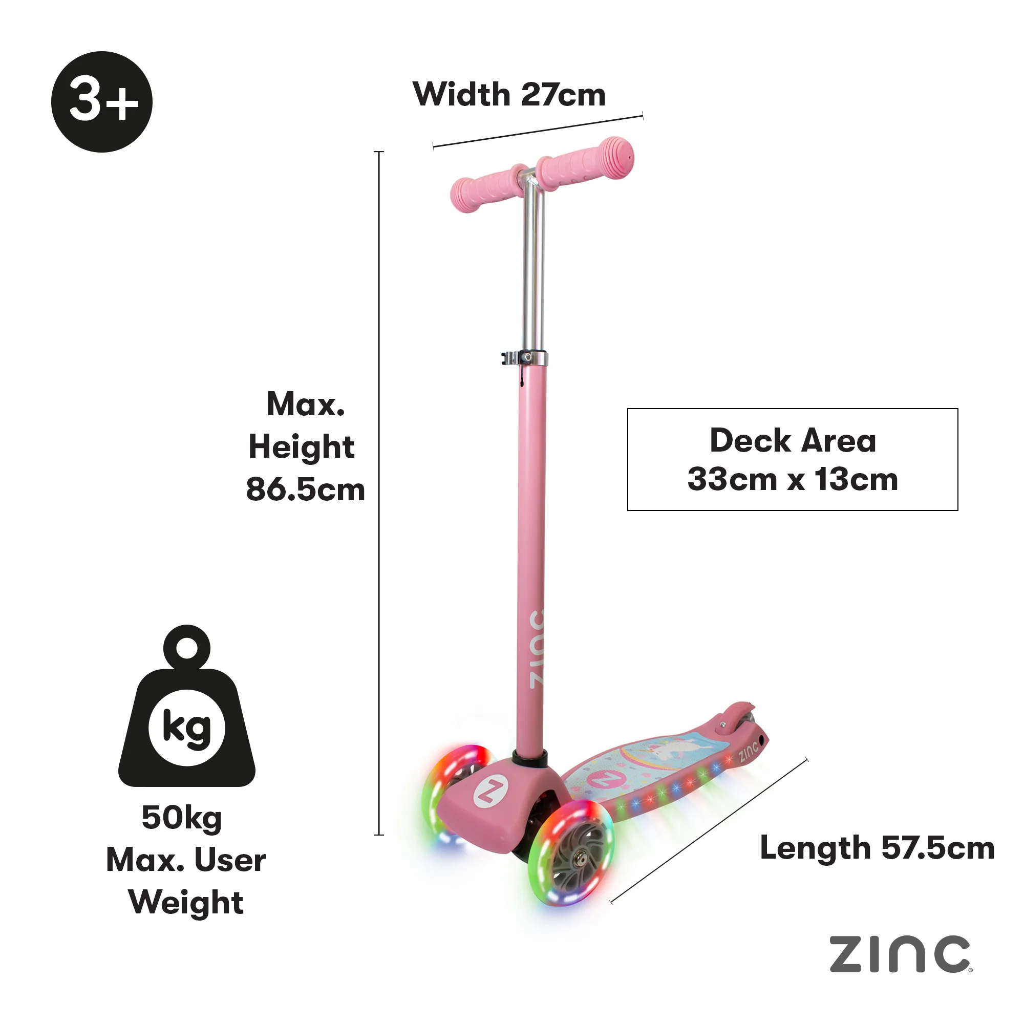 Zinc Superstar Non Folding Scooter with Light Up Deck and Light Up Wheels - Image 10