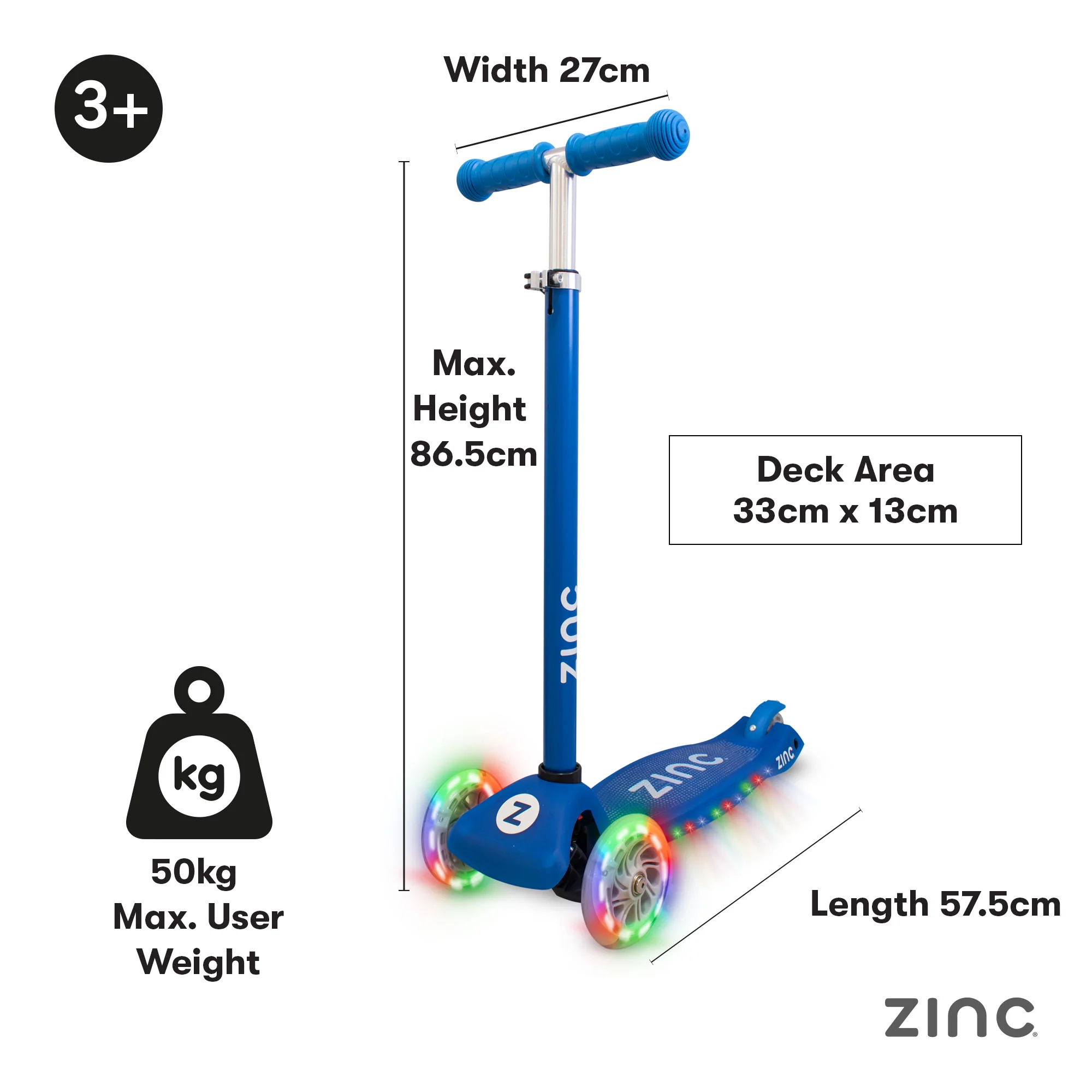 Zinc Superstar Non Folding Scooter with Light Up Deck and Light Up Wheels - Image 16