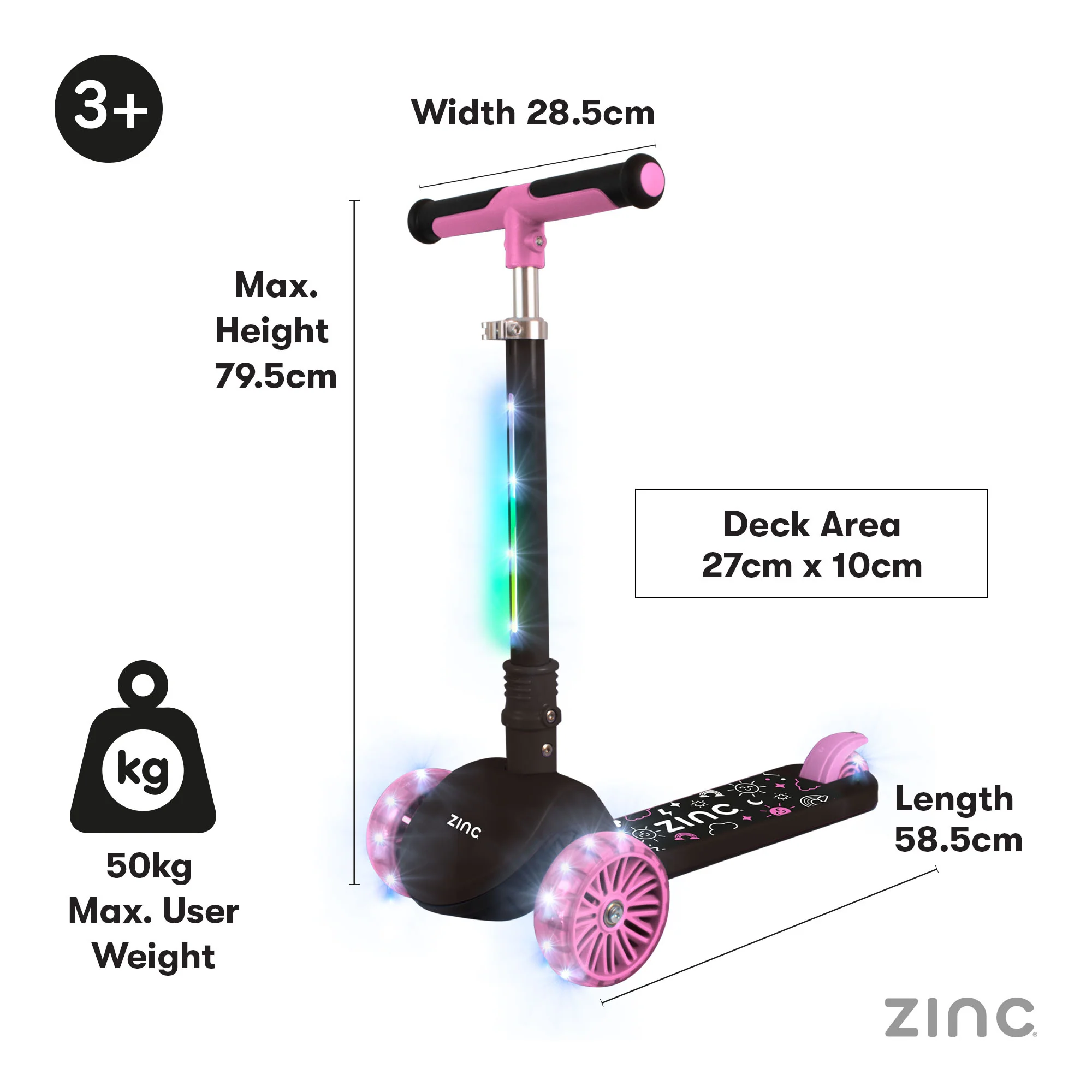 Zinc Three Wheeled Folding T-Motion Shine Scooter - Image 11
