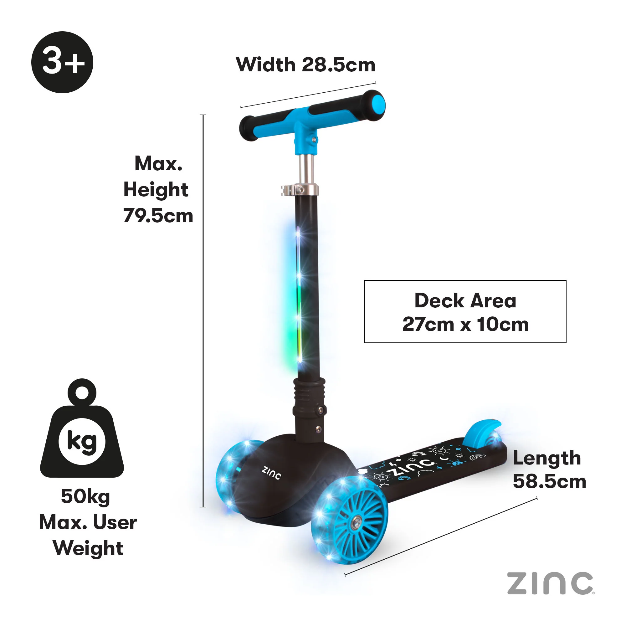 Zinc Three Wheeled Folding T-Motion Shine Scooter - Image 23