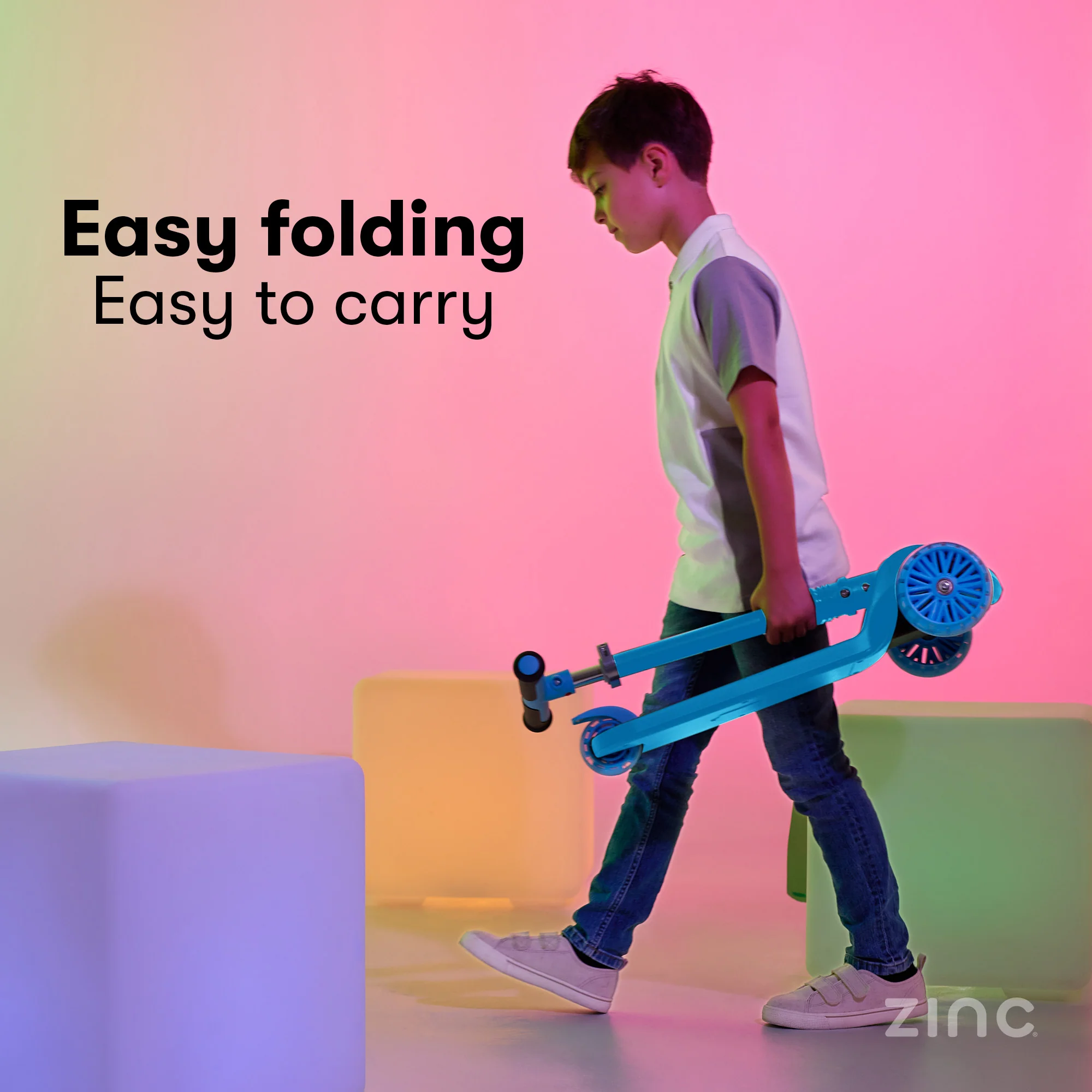 Zinc Three Wheeled Folding T-Motion Shine Scooter - Image 33