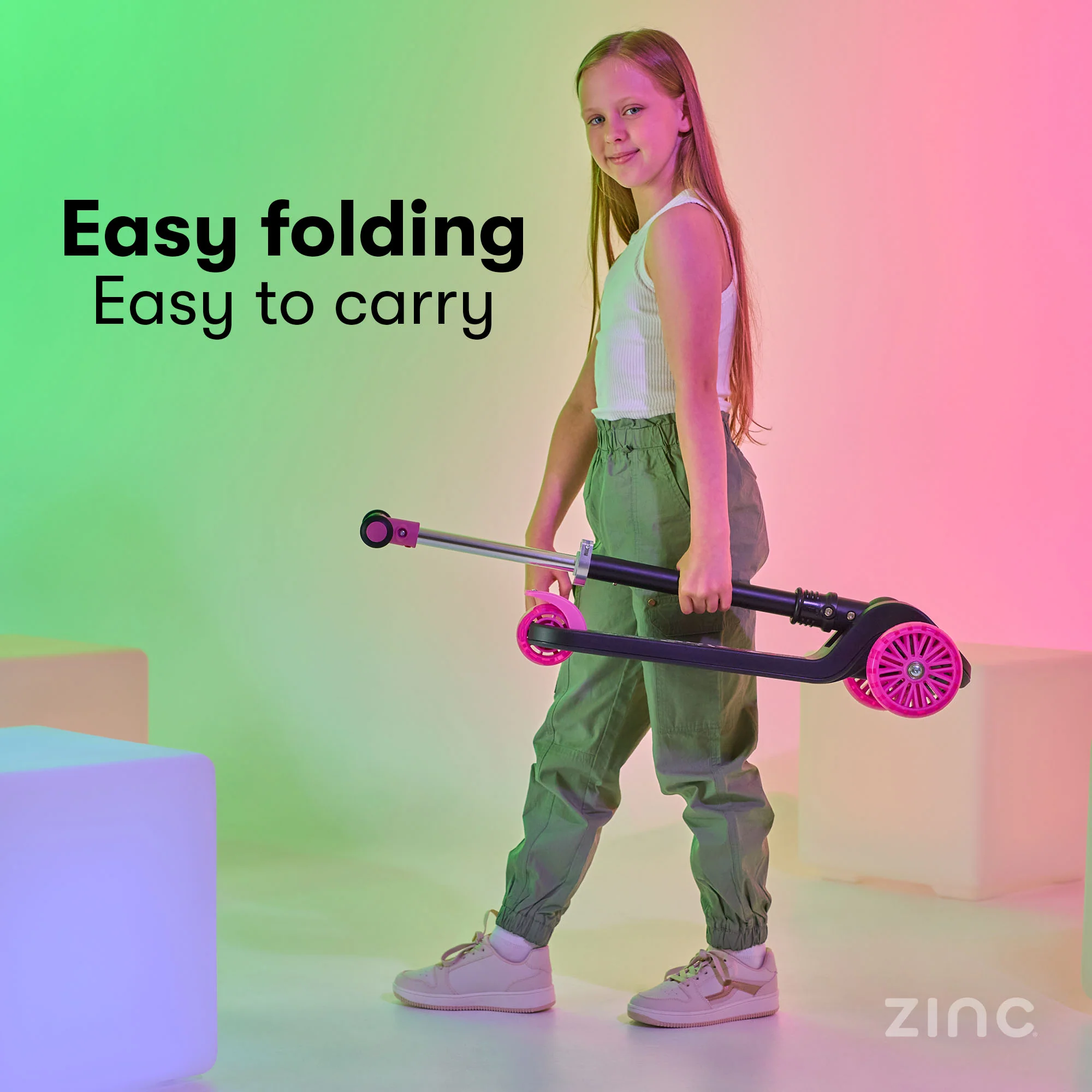 Zinc Three Wheeled Folding T-Motion Shine Scooter - Image 6