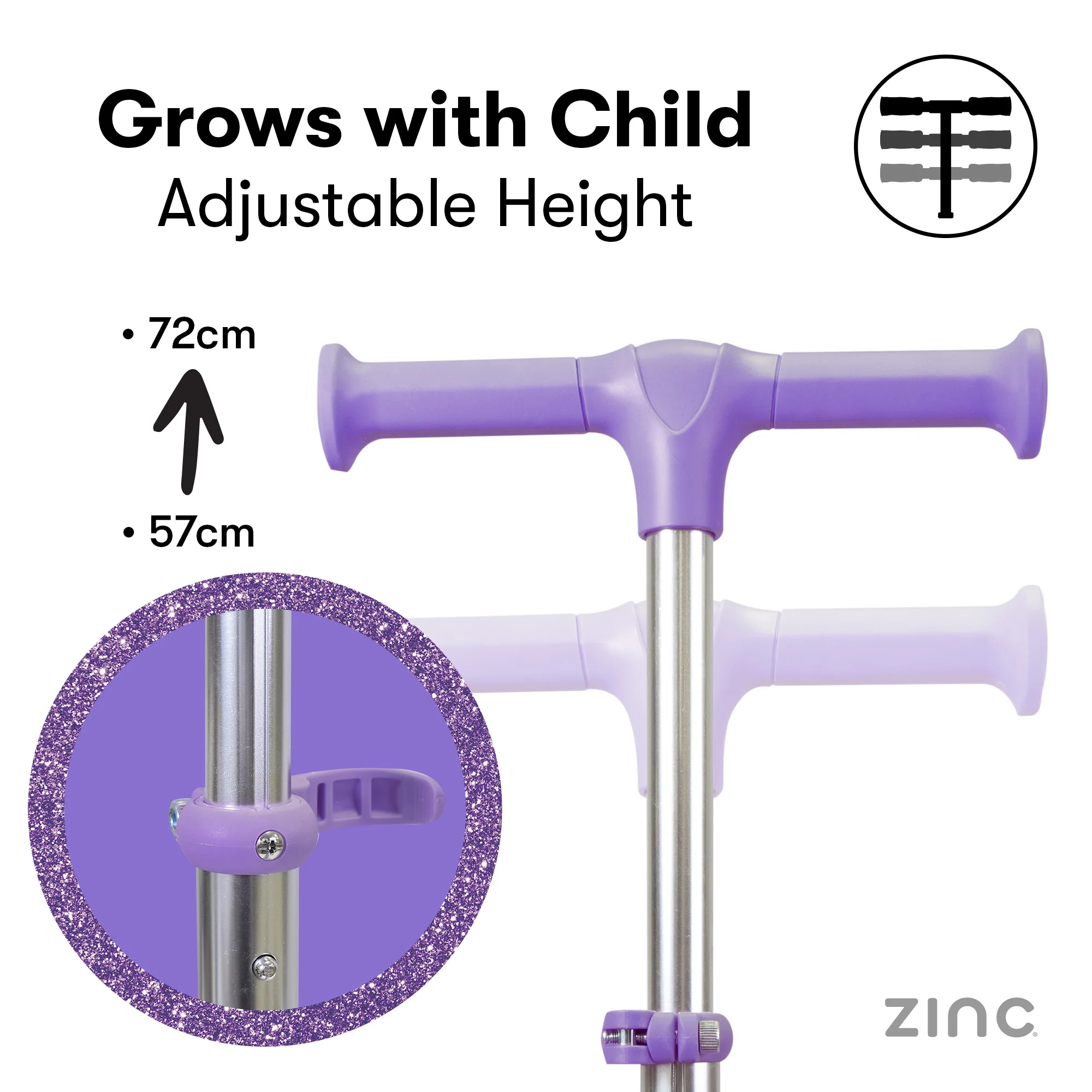 Zinc Three Wheel Jelly Glitter Folding Scooter - Image 11