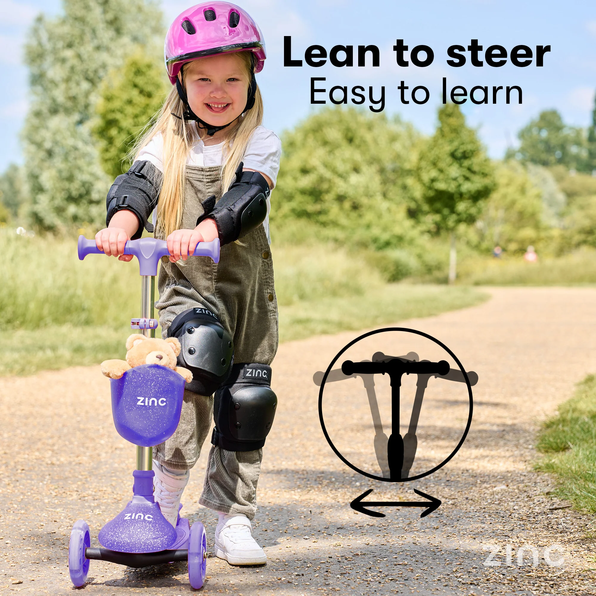 Zinc Three Wheel Jelly Glitter Folding Scooter - Image 3