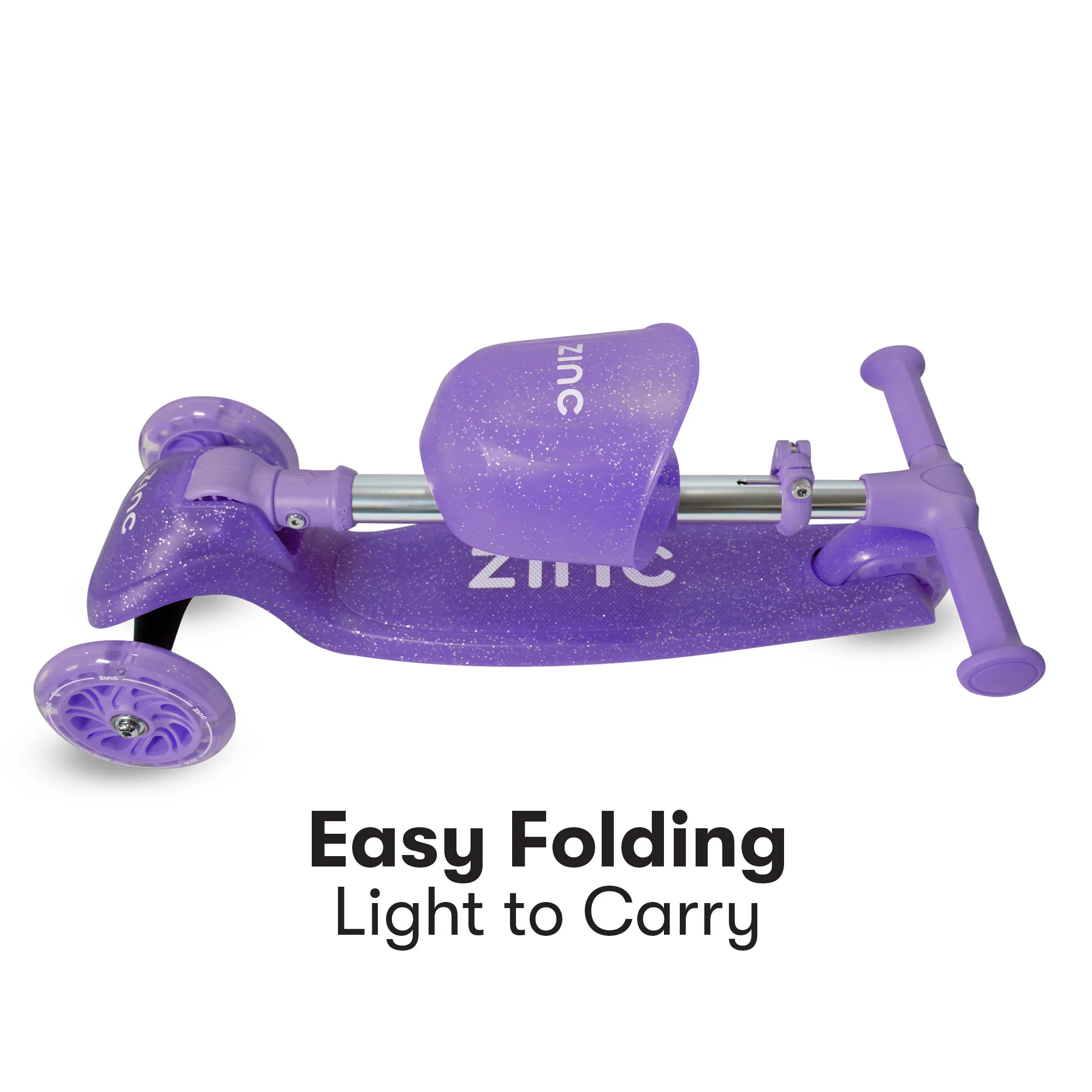 Zinc Three Wheel Jelly Glitter Folding Scooter - Image 8