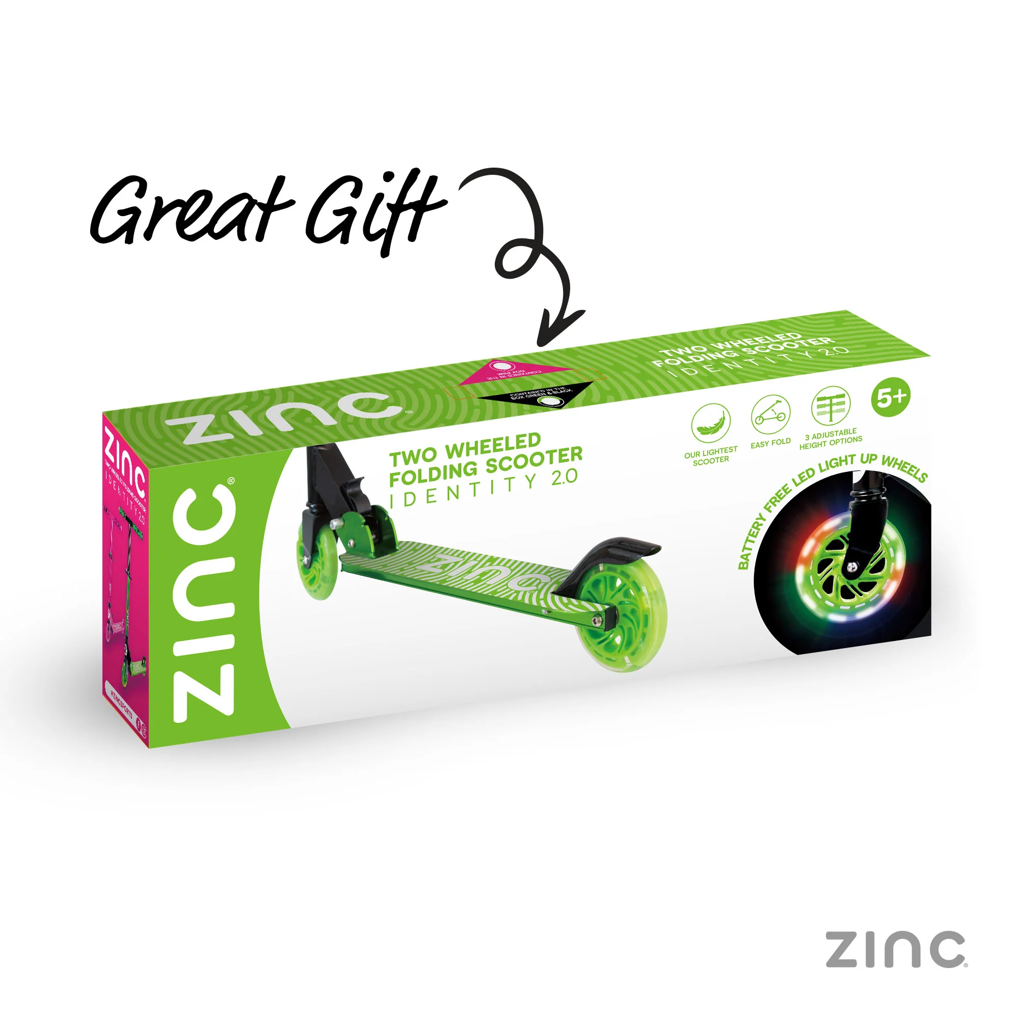 Zinc Two Wheeled Folding Light Up Identity Scooter - Image 12