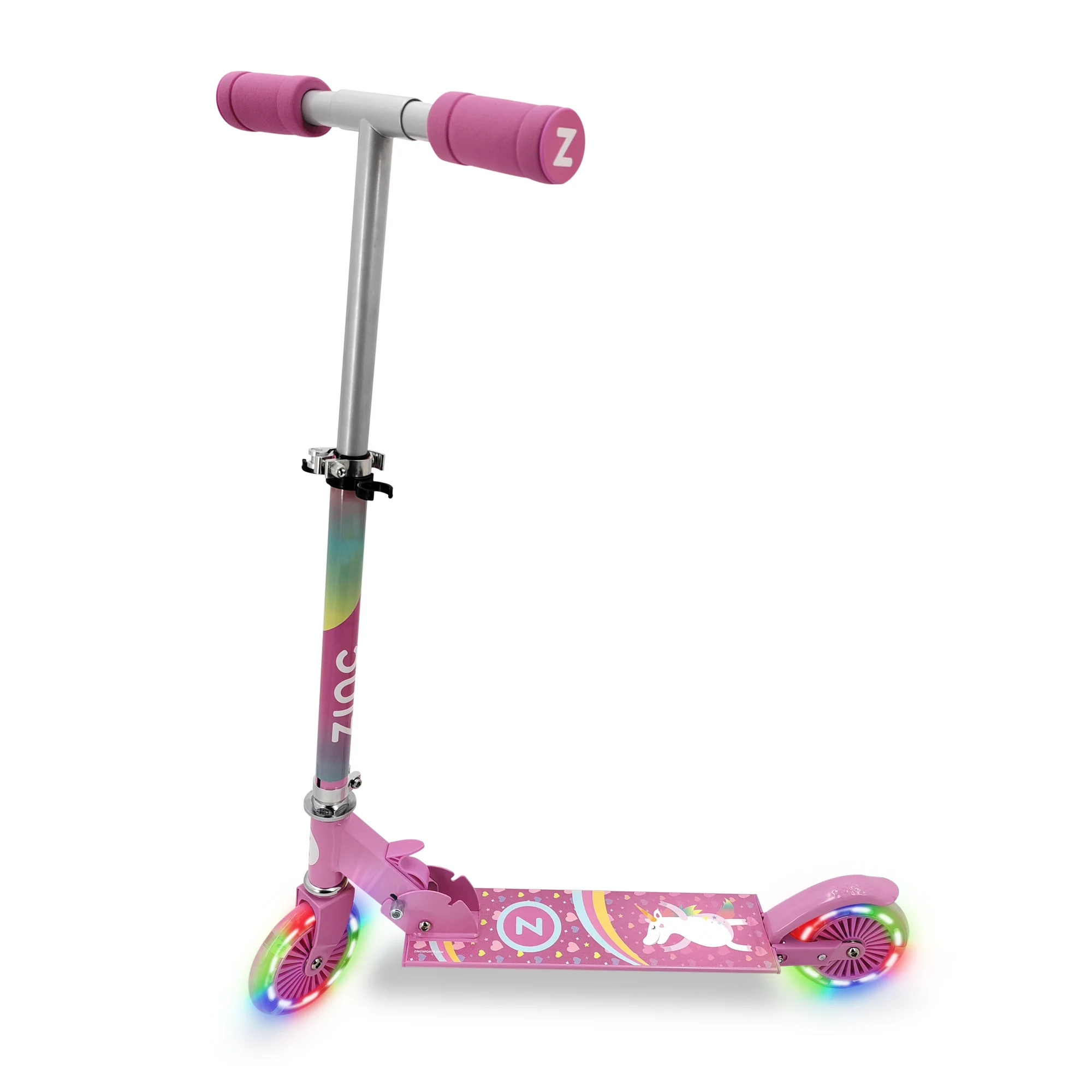 Zinc Unicorn Folding Two Wheeled Scooter with Light Up Wheels - Image 4