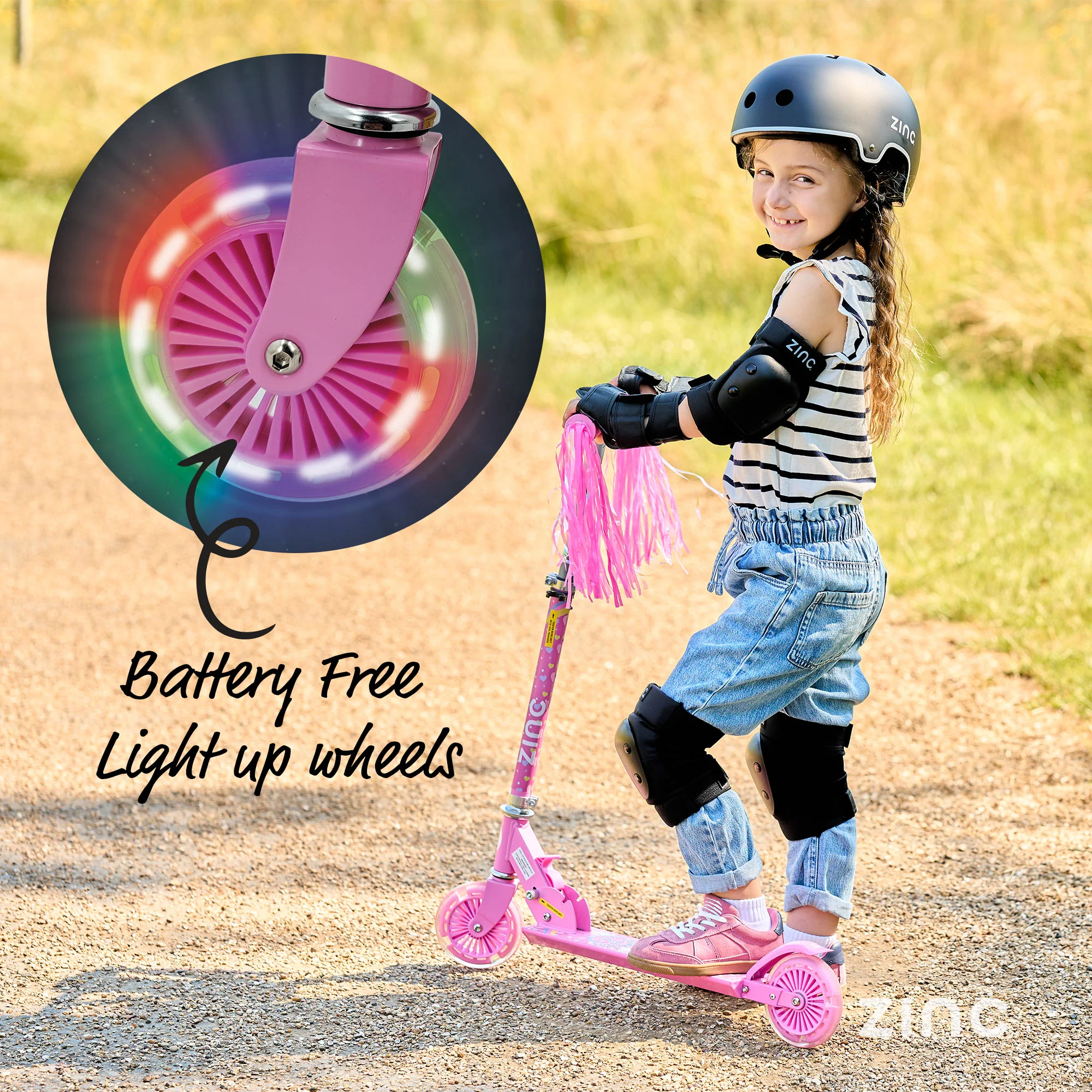 Zinc Unicorn Folding Two Wheeled Scooter with Tassels and Light Up Wheels - Image 5